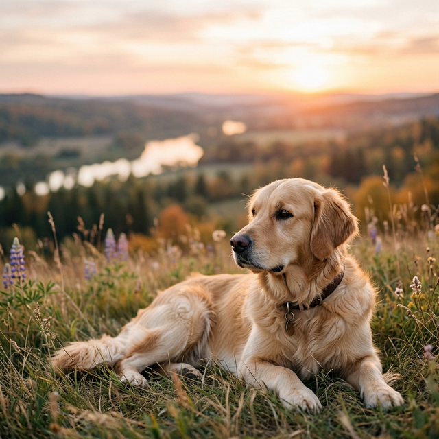 Cachorro sereno em momento de paz